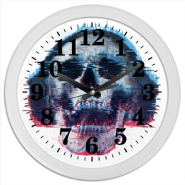 Заказать часы для офиса в Москве. Часы круглые из пластика Skull loves music от Дана Столыпина - готовые дизайны и нанесение принтов.