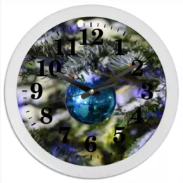 Заказать часы для офиса в Москве. Часы круглые из пластика Новогодняя ёлка от Anstey  - готовые дизайны и нанесение принтов.