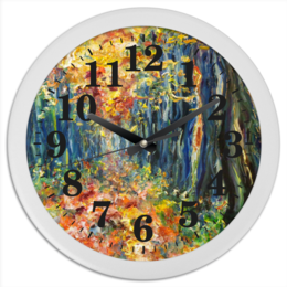 Заказать часы для офиса в Москве. Часы круглые из пластика Осень от rikart - готовые дизайны и нанесение принтов.