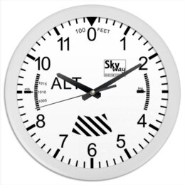Заказать часы для офиса в Москве. Часы круглые из пластика Высотомер от SkyWay Aviation Clothing RUS  - готовые дизайны и нанесение принтов.
