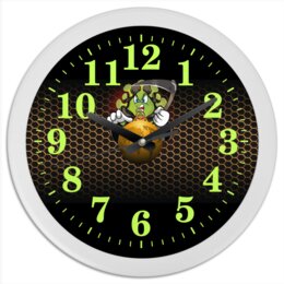 Заказать часы для офиса в Москве. Часы круглые из пластика Ковид в виде смерти. от Zorgo-Art  - готовые дизайны и нанесение принтов.