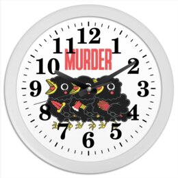 Заказать часы для офиса в Москве. Часы круглые из пластика Murder от Leichenwagen - готовые дизайны и нанесение принтов.