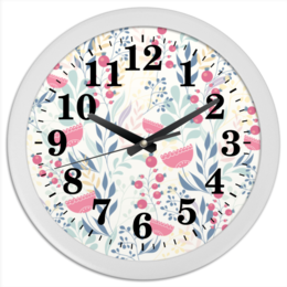 Заказать часы для офиса в Москве. Часы круглые из пластика Цветочная от BeliySlon - готовые дизайны и нанесение принтов.