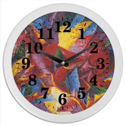 Заказать часы для офиса в Москве. Часы круглые из пластика Пластичные формы лошади (картина Умберто Боччони) от trend - готовые дизайны и нанесение принтов.