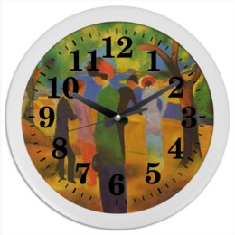 Заказать часы для офиса в Москве. Часы круглые из пластика Дама в зелёном жакете (Август Маке) от trend - готовые дизайны и нанесение принтов.