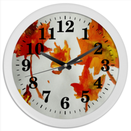 Заказать часы для офиса в Москве. Часы круглые из пластика Осенние листья от mrs-snit@yandex.ru - готовые дизайны и нанесение принтов.