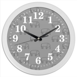 Заказать часы для офиса в Москве. Часы круглые из пластика Черный слон от Vadim Koval - готовые дизайны и нанесение принтов.