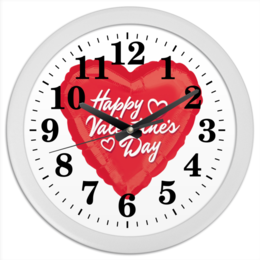 Заказать часы для офиса в Москве. Часы круглые из пластика Happy Valentine's Day от Leichenwagen - готовые дизайны и нанесение принтов.