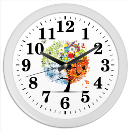 Заказать часы для офиса в Москве. Часы круглые из пластика Четыре сезона от Виктор Гришин - готовые дизайны и нанесение принтов.