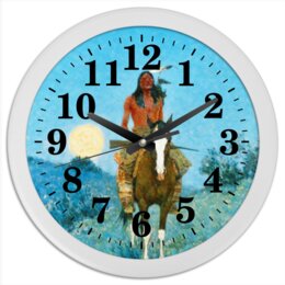 Заказать часы для офиса в Москве. Часы круглые из пластика Всадник (Фредерик Ремингтон) от trend - готовые дизайны и нанесение принтов.