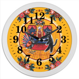 Заказать часы для офиса в Москве. Часы круглые из пластика Чаепитие от irishkalia - готовые дизайны и нанесение принтов.