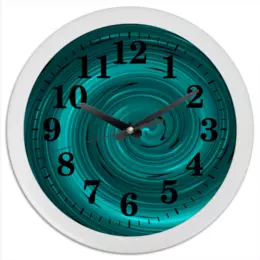 Заказать часы для офиса в Москве. Часы круглые из пластика Малахитовый вихрь от Alexey Evsyunin - готовые дизайны и нанесение принтов.