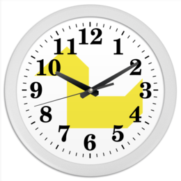 Заказать часы для офиса в Москве. Часы круглые из пластика Жёлтая утка танграм от namormai@mail.ru - готовые дизайны и нанесение принтов.