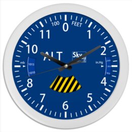 Заказать часы для офиса в Москве. Часы круглые из пластика Часы авиа высотомер от SkyWay Aviation Clothing RUS  - готовые дизайны и нанесение принтов.
