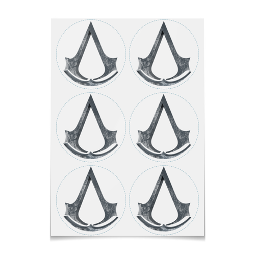 Заказать наклейки в Москве. Наклейки круглые 9.5x9.5 см Assassin’s Creed от GeekFox  - готовые дизайны и нанесение принтов.