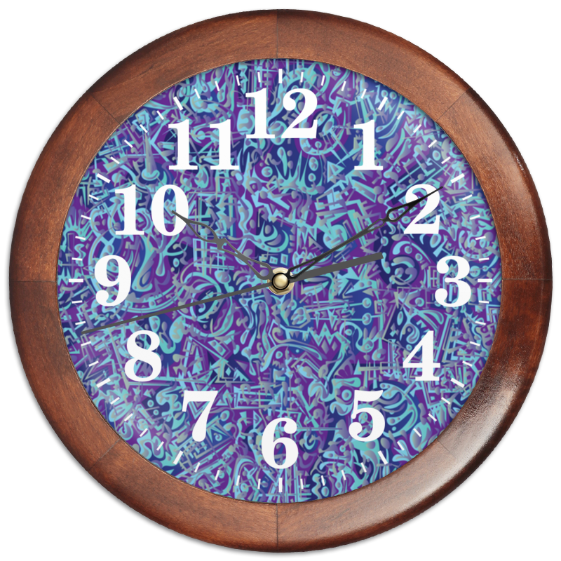 Printio Часы круглые из дерева Голубое в фиолетовом printio часы круглые из дерева санта в гирлянде