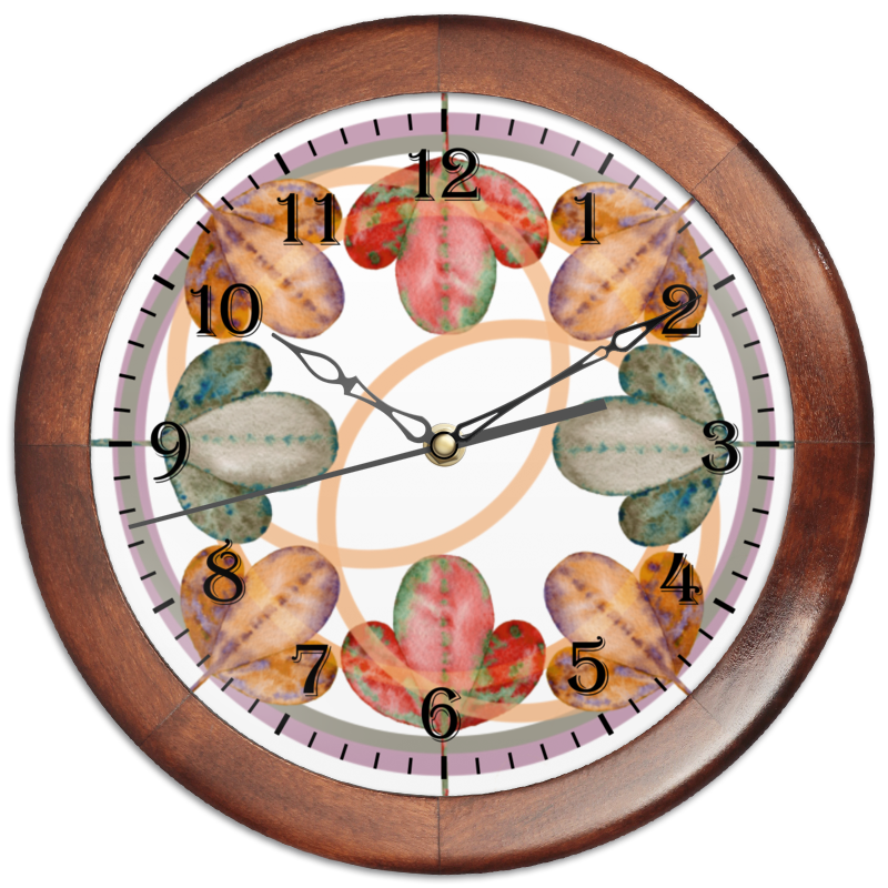 Printio Часы круглые из дерева Осенний лиственный узор.