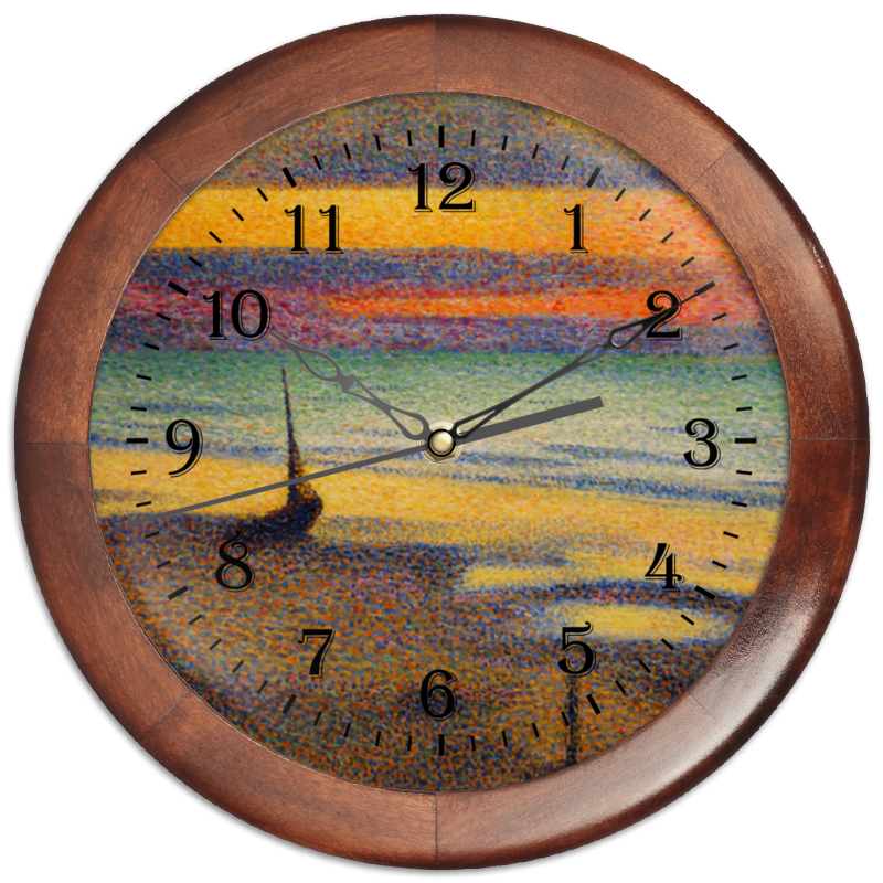 Printio Часы круглые из дерева Пляж в хейсте (жорж леммен)