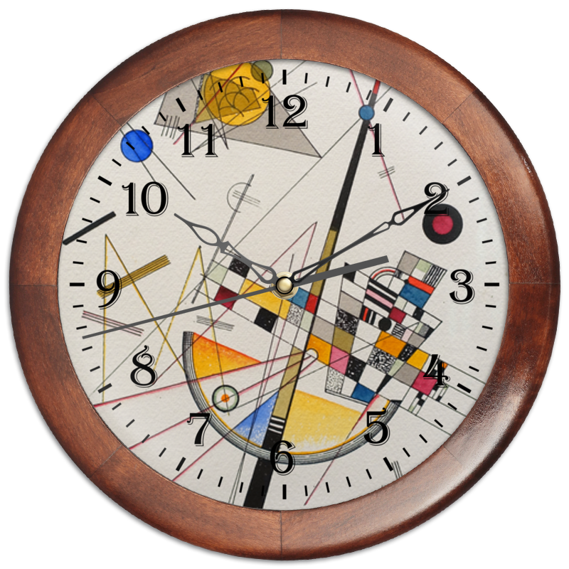 цена Printio Часы круглые из дерева Тонкое напряжение (василий кандинский)