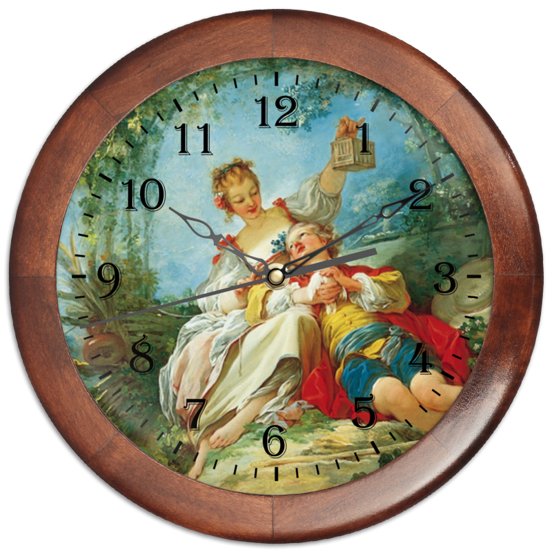 Printio Часы круглые из дерева Счастливые любовники (картина фрагонара)