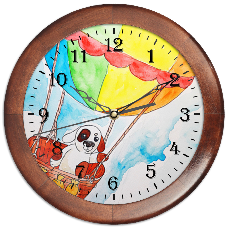 Printio Часы круглые из дерева Щенок на шаре printio часы круглые из пластика на воздушном шаре