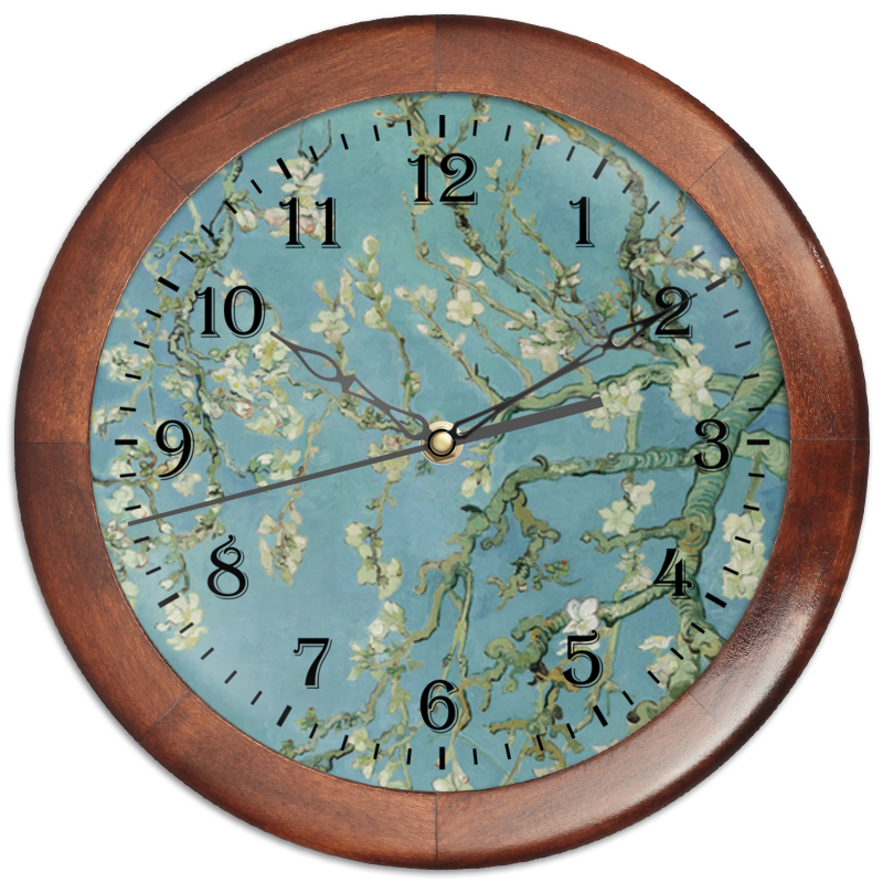 Printio Часы круглые из дерева Цветы миндаля (ван гог)
