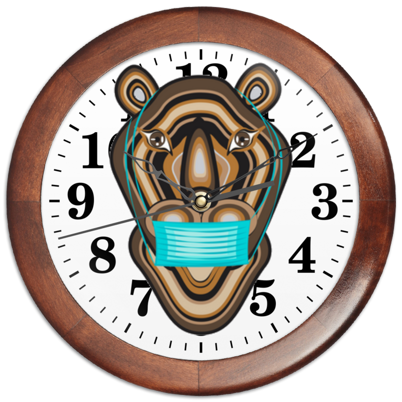 Printio Часы круглые из дерева Тигр в маске printio часы круглые из дерева медицинский работник в маске