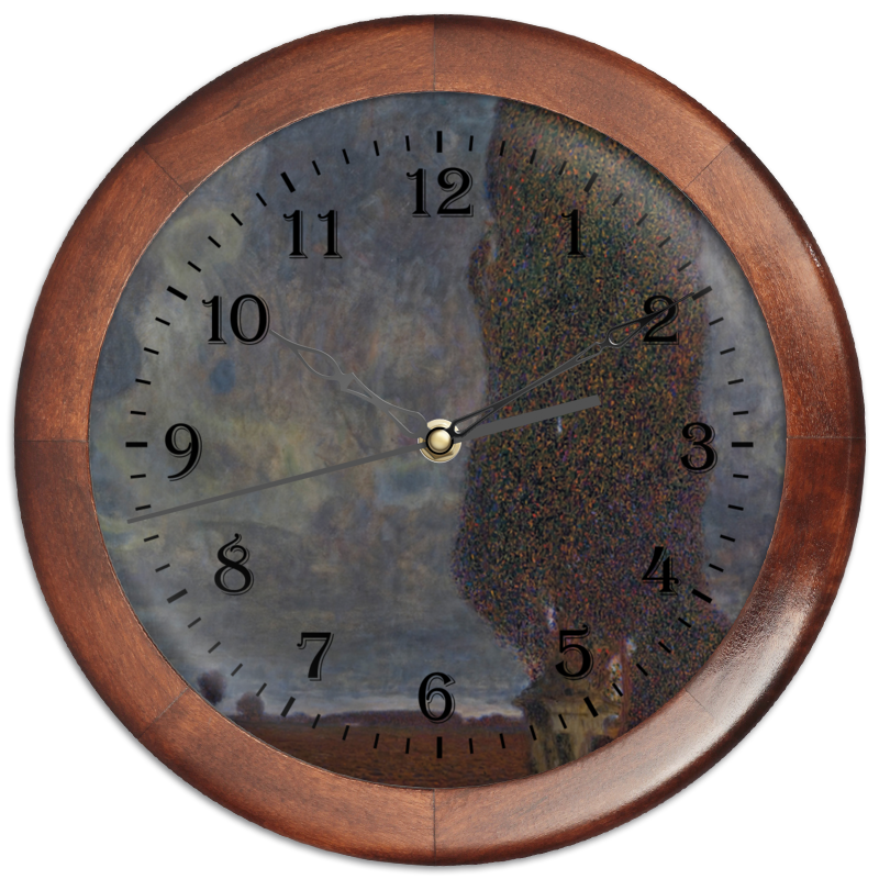 Printio Часы круглые из дерева Большой тополь ii (густав климт)