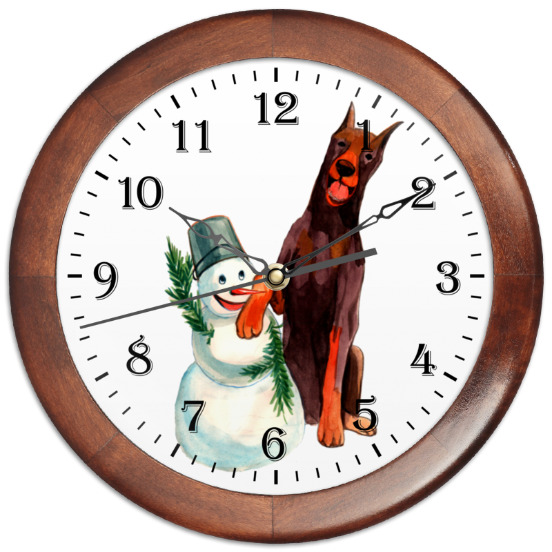 Printio Часы круглые из дерева Забавная акварельная собака, символ 2018 года printio часы круглые из пластика забавная акварельная собака символ 2018 года