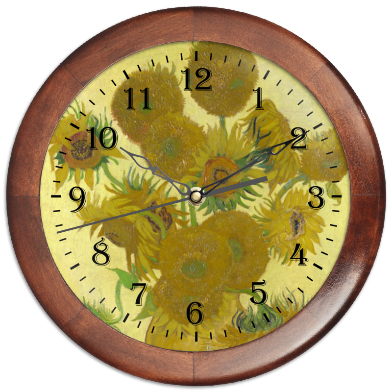 Printio Часы круглые из дерева Подсолнухи (винсент ван гог)