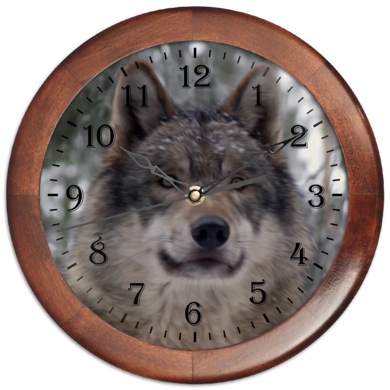 Printio Часы круглые из дерева Волк в лесу