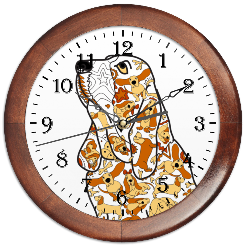 Printio Часы круглые из дерева Смешная собака бассет