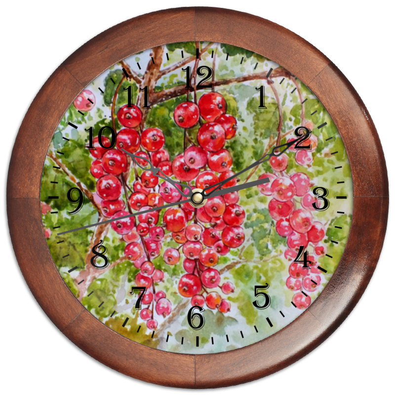Printio Часы круглые из дерева Красная смородина