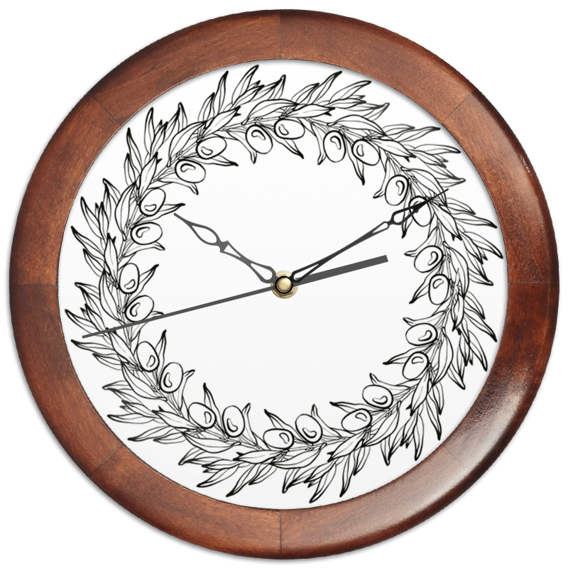 Printio Часы круглые из дерева Оливковый венок