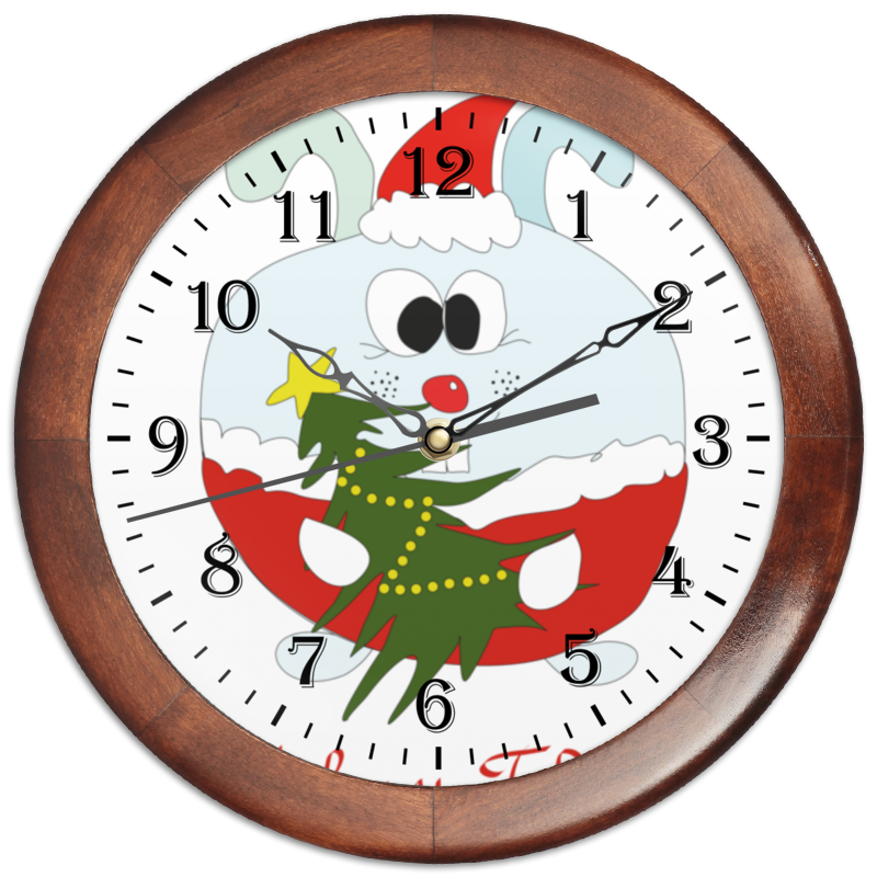 Printio Часы круглые из дерева Новогодний заяц printio часы круглые из пластика новогодний заяц