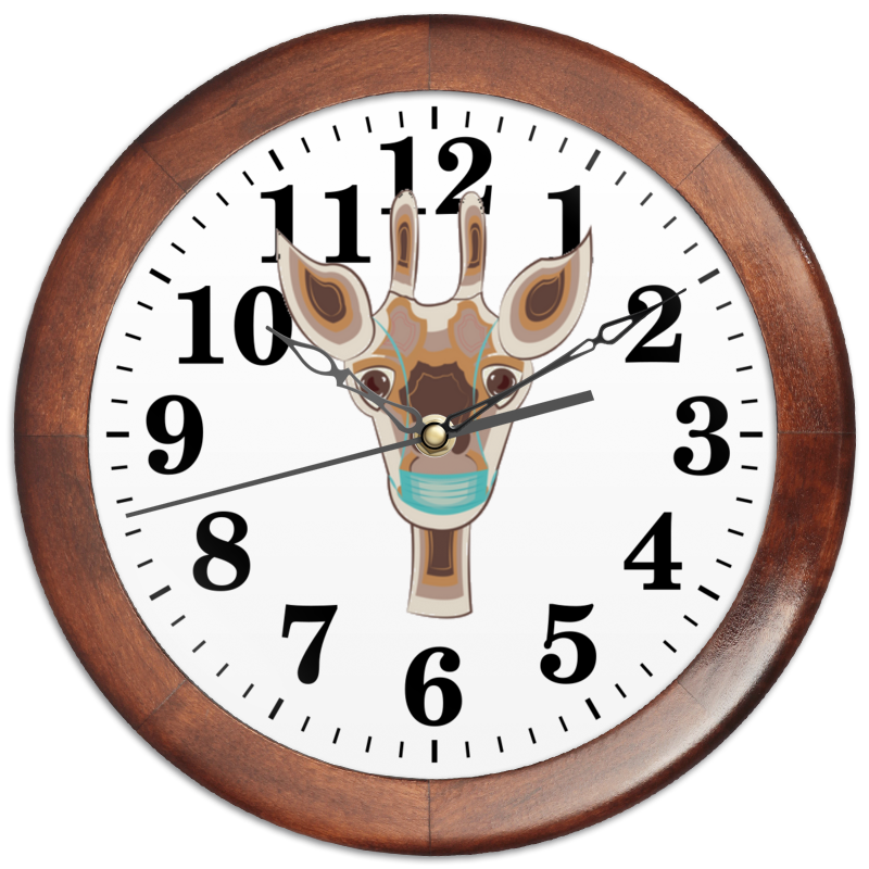 Printio Часы круглые из дерева жираф в маске printio часы круглые из дерева жираф показывает язык
