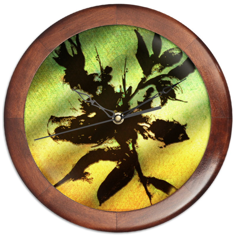 Printio Часы круглые из дерева Цветок. силуэт альстромерия лютеа