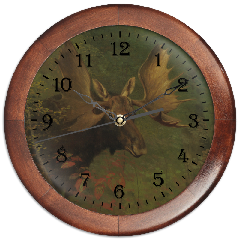 Printio Часы круглые из дерева Лось (study of a moose) (альберт бирштадт)