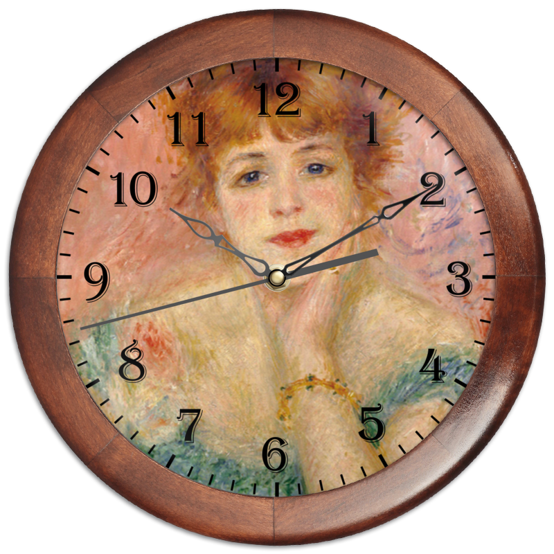 Printio Часы круглые из дерева Портрет актрисы жанны самари (ренуар)