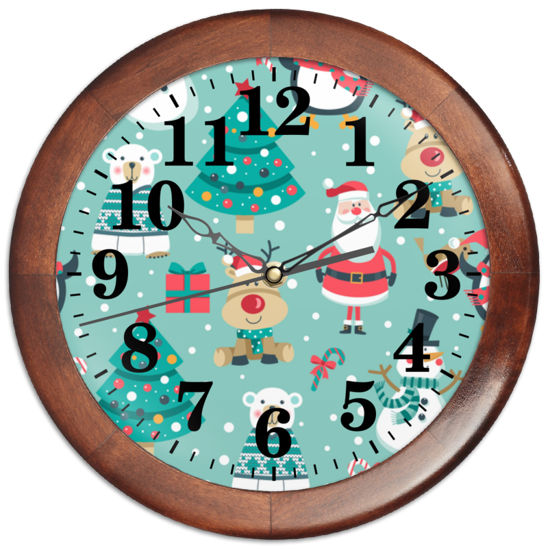 Printio Часы круглые из дерева С новым годом