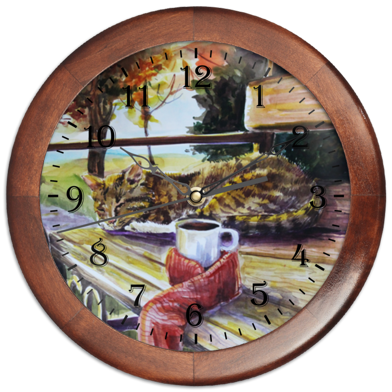 Printio Часы круглые из дерева Осеннее тепло