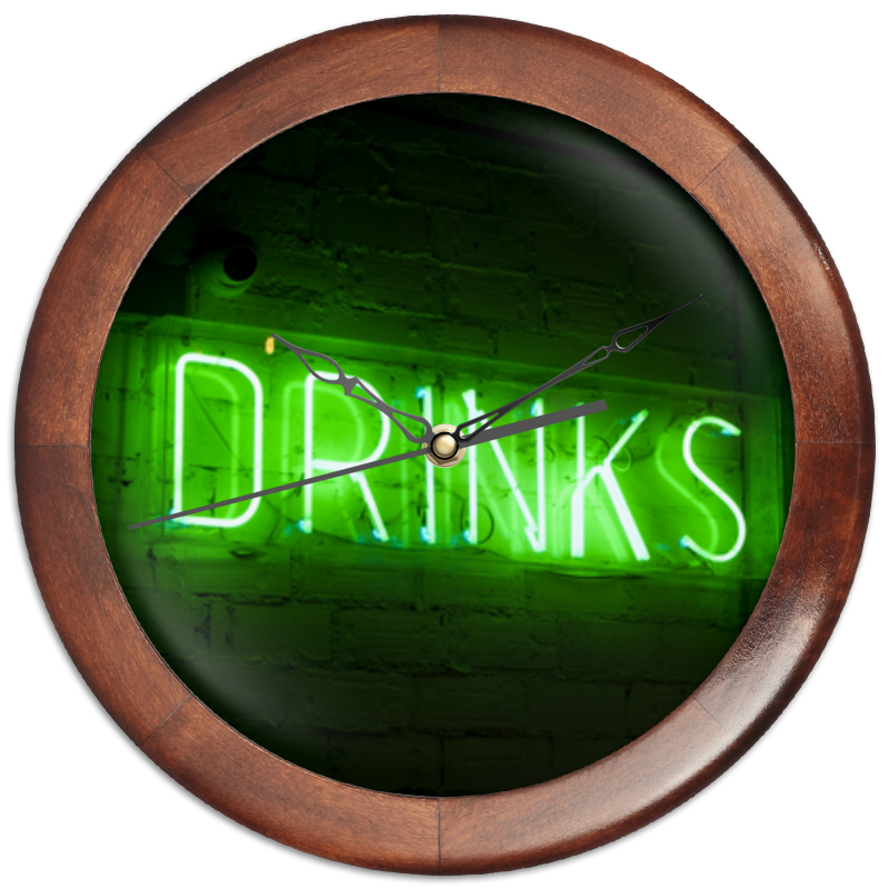 Printio Часы круглые из дерева Drinks printio значок drinks