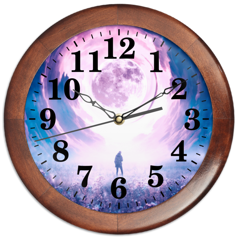 Printio Часы круглые из дерева Поляризованный сон