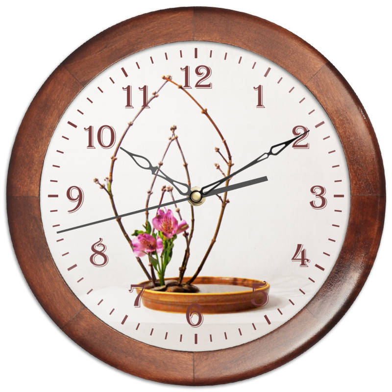 Printio Часы круглые из дерева Икебана / ikebana