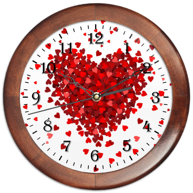 цена Printio Часы круглые из дерева Сердце с лепестками