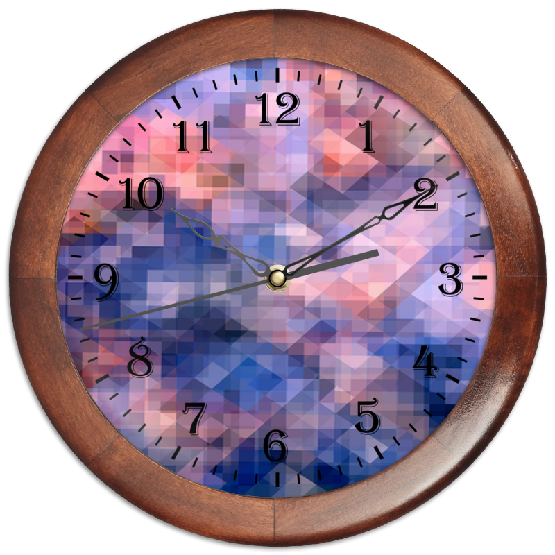 Printio Часы круглые из дерева Пиксель-арт. сине-розовый паттерн