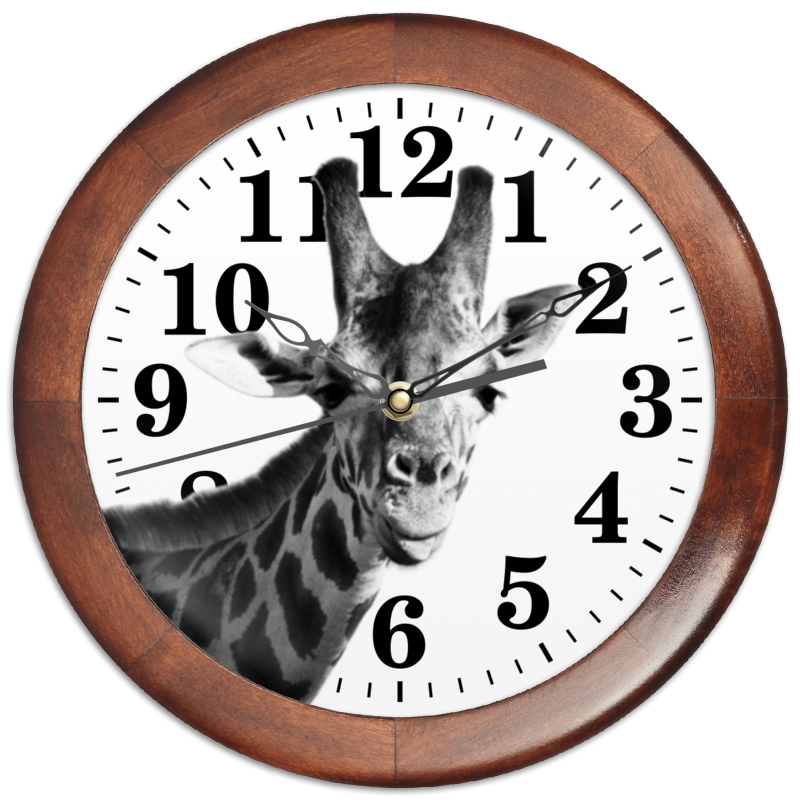 Printio Часы круглые из дерева Жираф показывает язык printio часы круглые из дерева жираф показывает язык