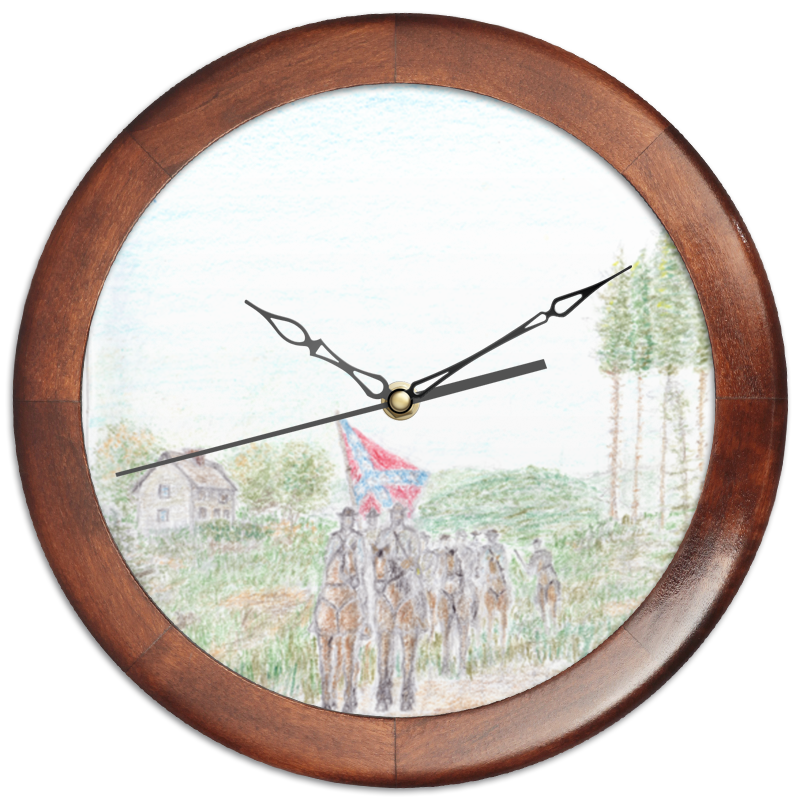 Printio Часы круглые из дерева Кавалерия конфедерации