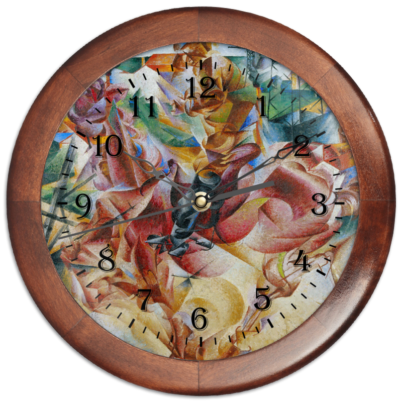 Printio Часы круглые из дерева Коловращение судьбы (умберто боччони)