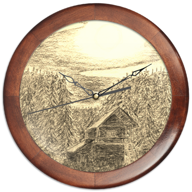 Printio Часы круглые из дерева Русский север